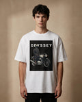 Aurulu ODYSSEY oversized men's T-shirt with graphic print, casual style, soft fabric, and comfortable fit.