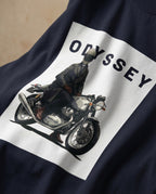 Aurulu ODYSSEY oversized men's T-shirt with bold print, made from comfortable material, displayed on a plain background.
