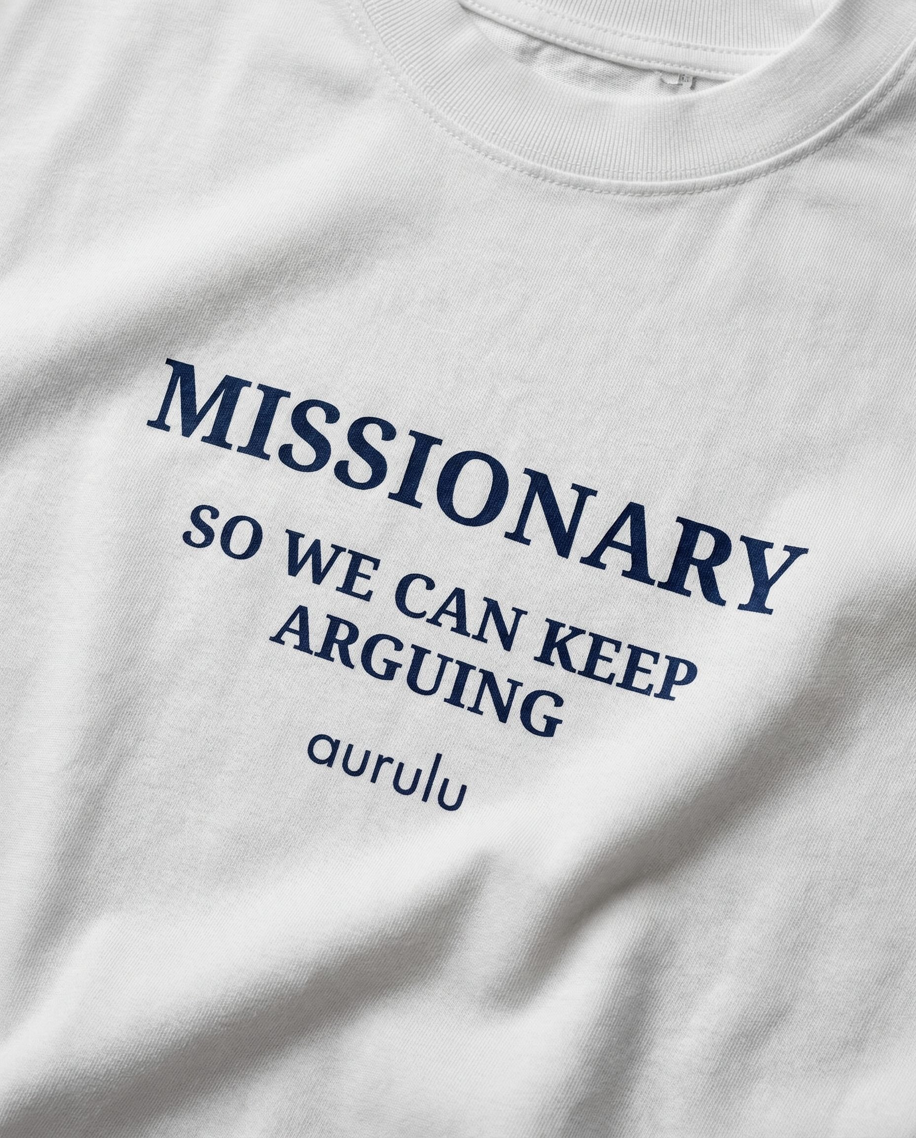 Oversized women's Missionary Argument T-shirt by aurulu featuring a printed design on soft fabric.