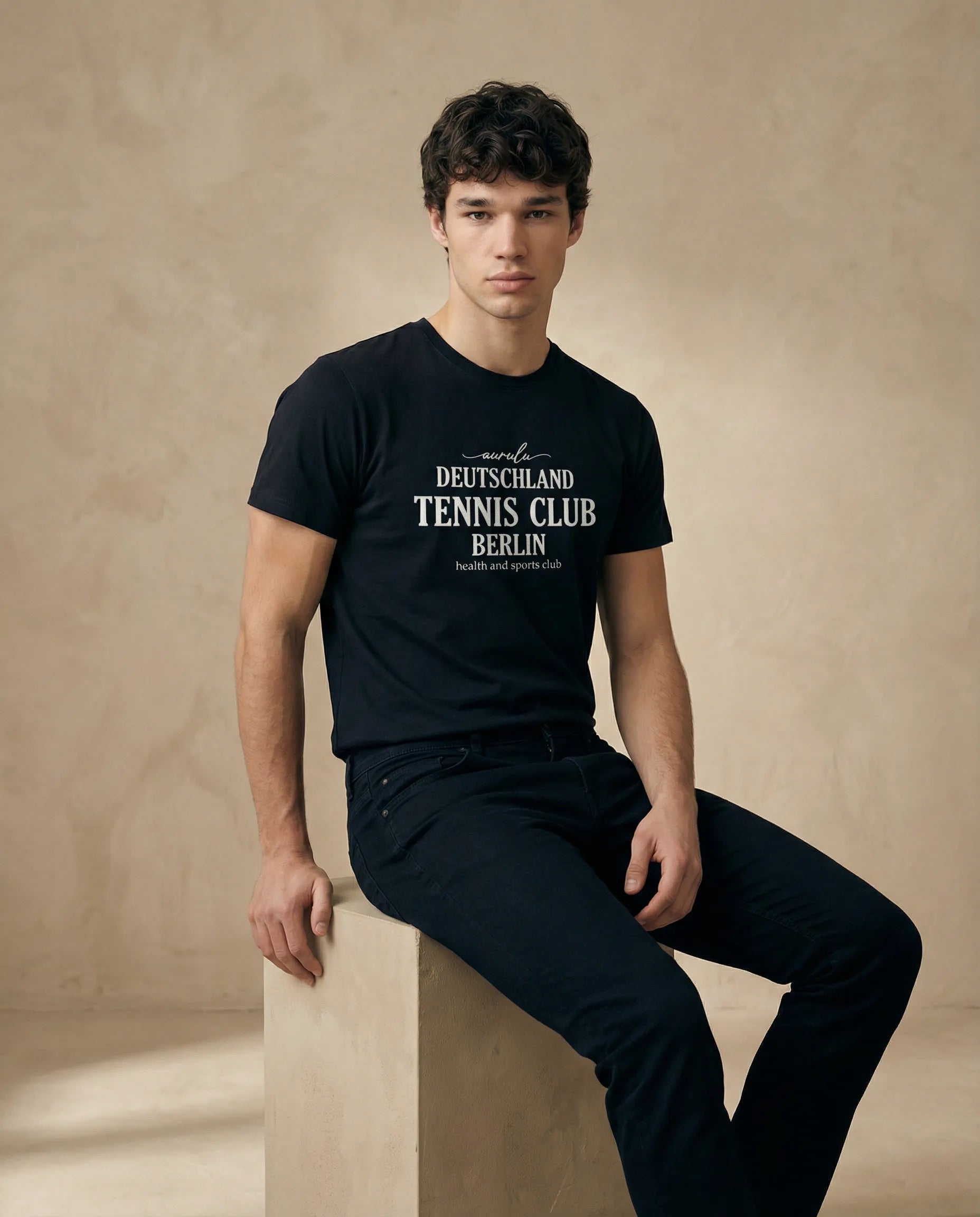 Unisex Deutschland Tennis Club print T-shirt by aurulu, featuring a stylish tennis-themed graphic on soft fabric.