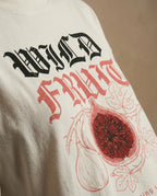 Wild Fruit Women's Oversized Tee by aurulu featuring a vibrant fruit print on soft fabric.