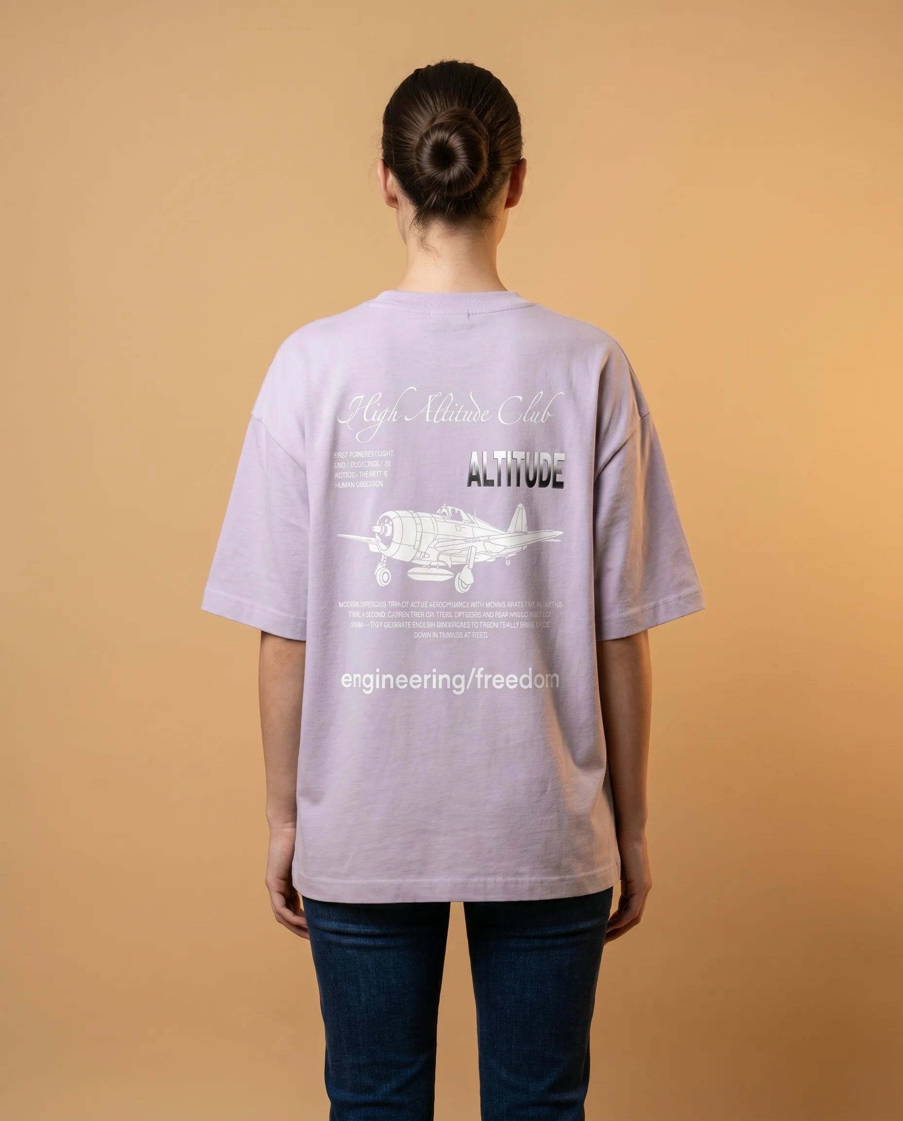 Unisex oversized organic cotton T-shirt with high altitude club print, featuring a casual fit and soft fabric from aurulu.