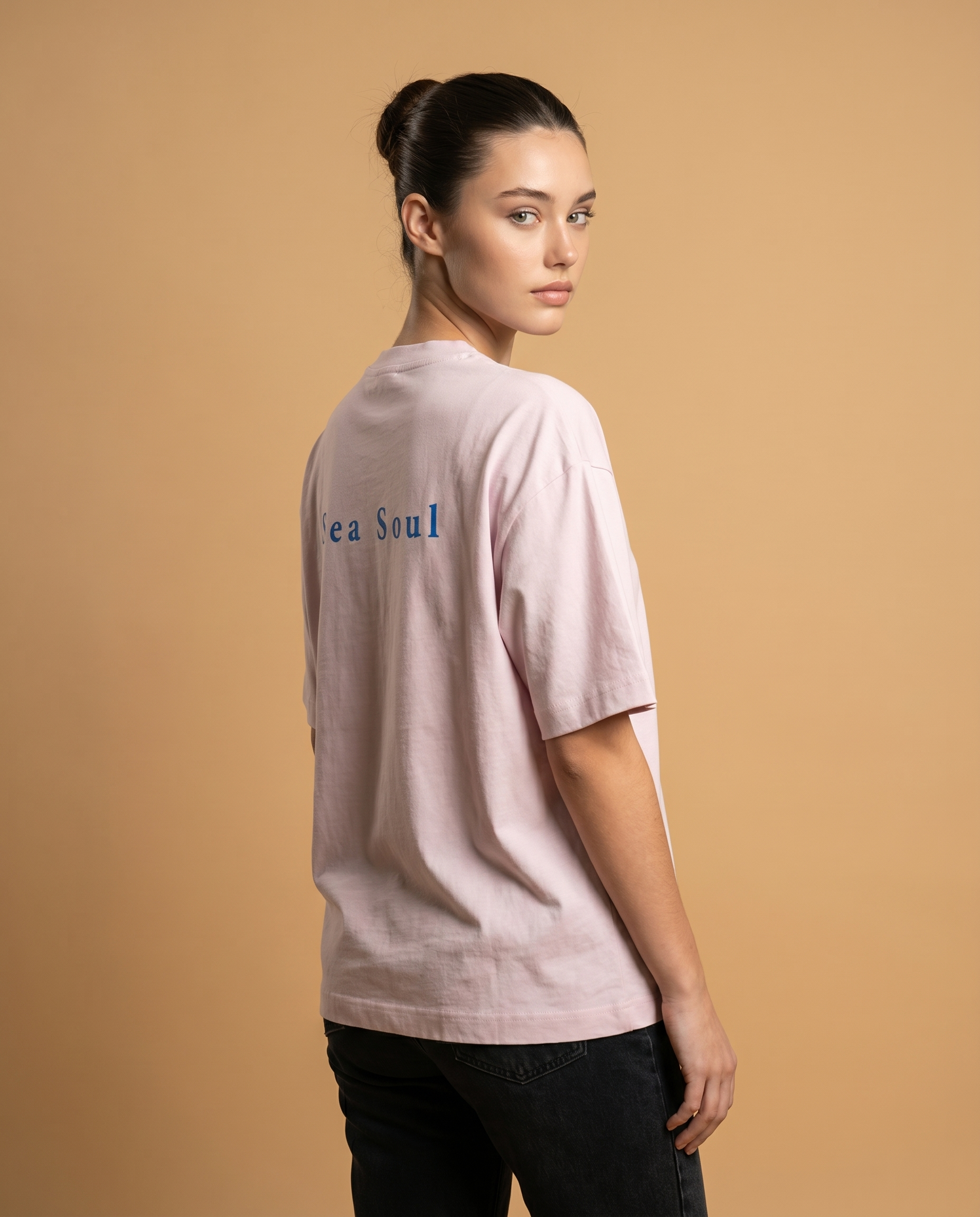 Sea Soul Women's Oversized Tee with vibrant print by aurulu, featuring a relaxed fit and colorful design on soft fabric.
