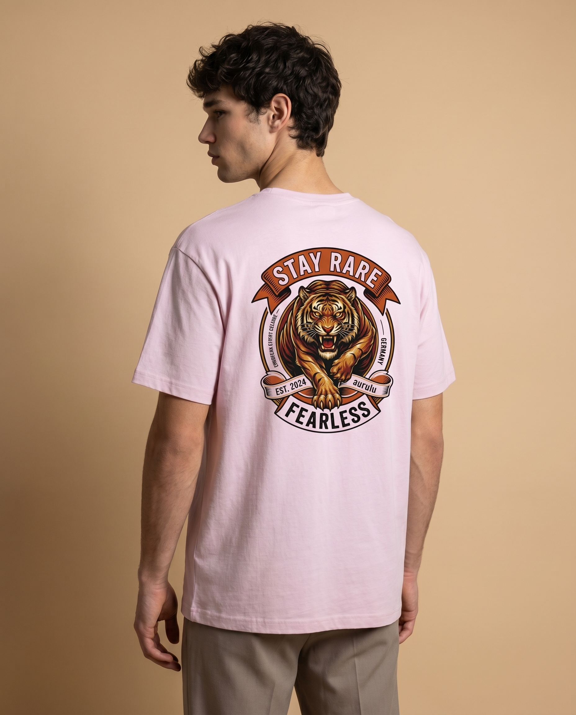 Unisex Stay Rare Fearless print crewneck tee by aurulu featuring bold graphic design on soft fabric.
