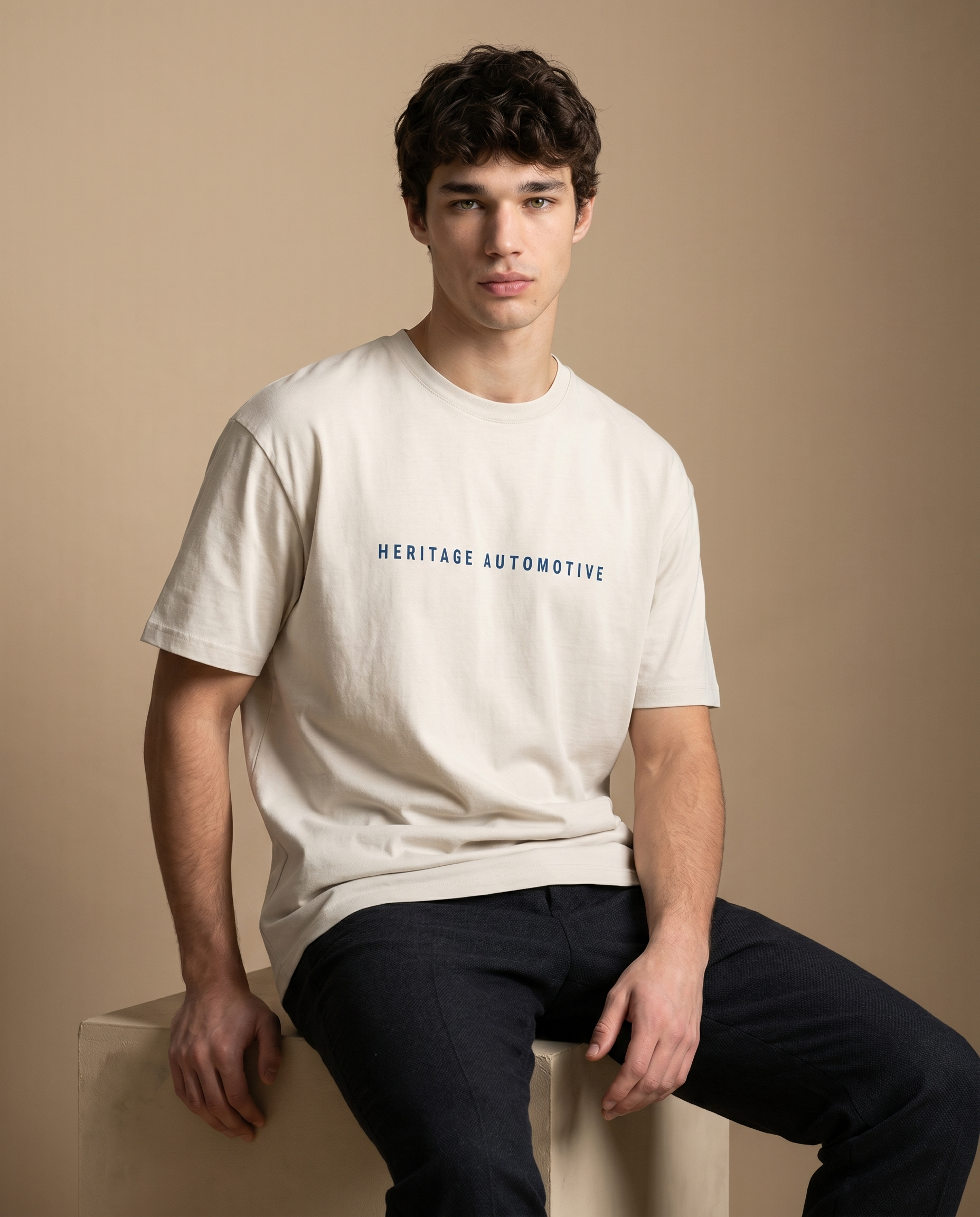 Heritage Automotive 1924 men's crewneck tee by Aurulu featuring vintage print design on soft fabric.