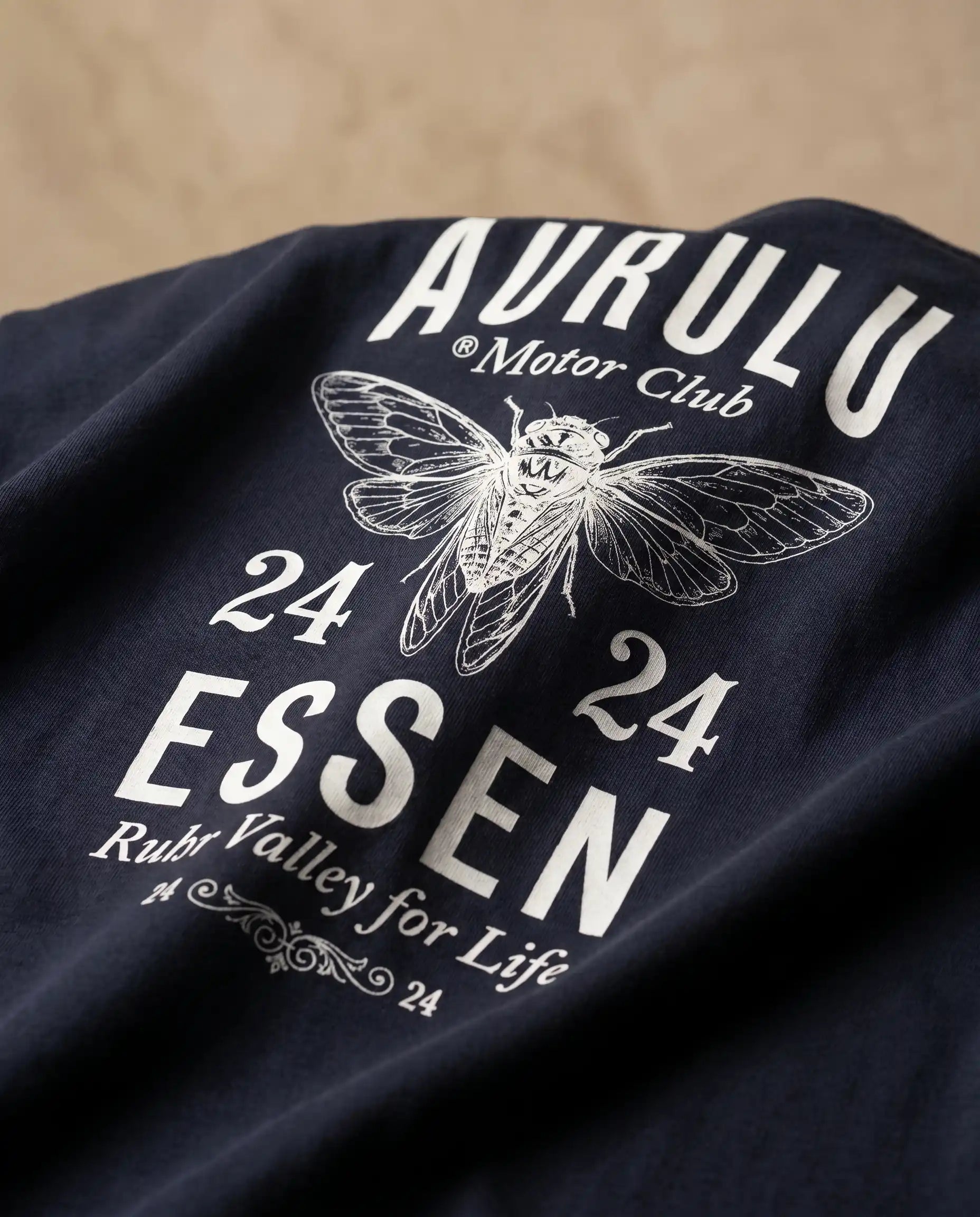 Aurulu Ruhr Valley for Life women’s oversized organic cotton graphic T-shirt with printed design on front.