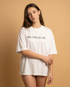 Aurulu Ruhr Valley for Life women's oversized organic cotton graphic T-shirt with print design, casual and comfortable fit.